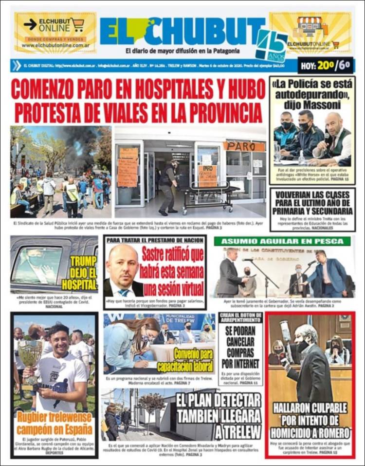 Portada de El Chubut (Argentina)