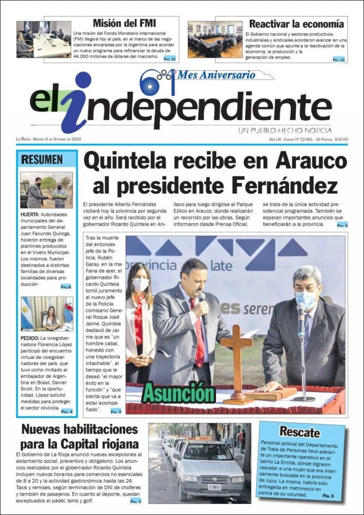 Portada de El Independiente (Argentina)