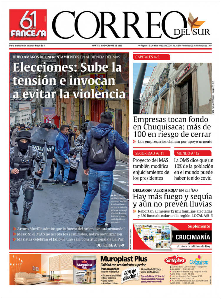 Portada de Correo Sur (Bolivia)