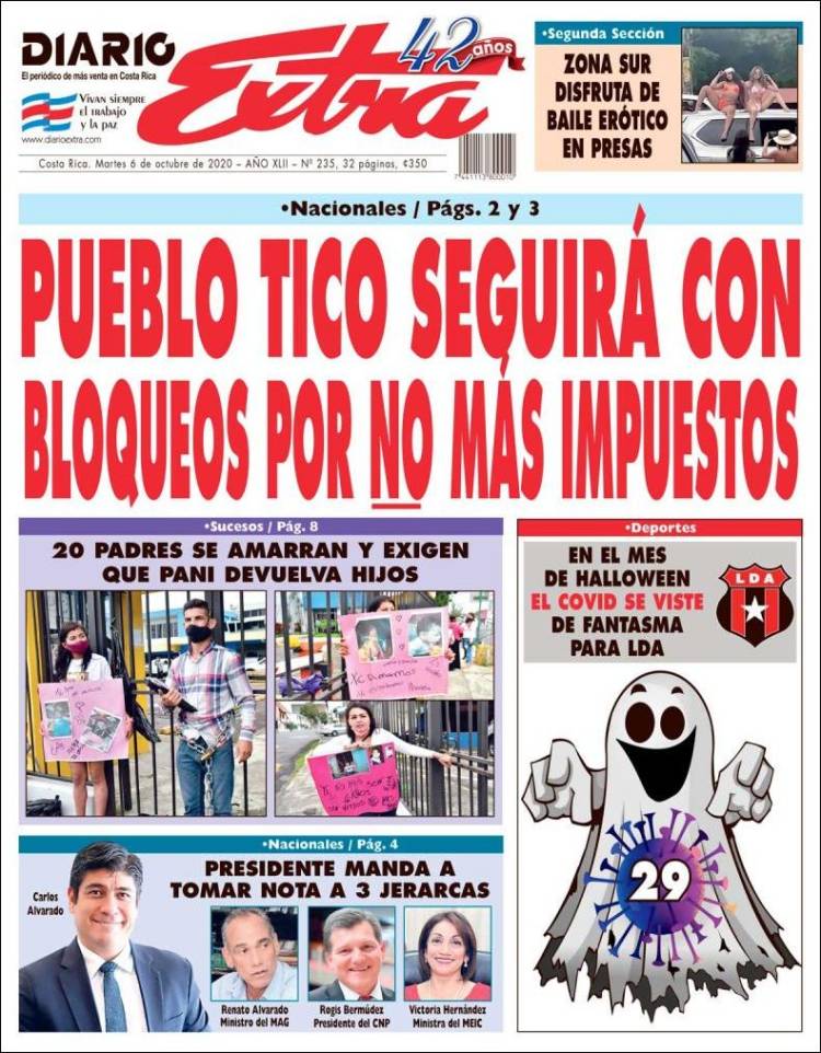 Portada de Diario Extra (Costa Rica)