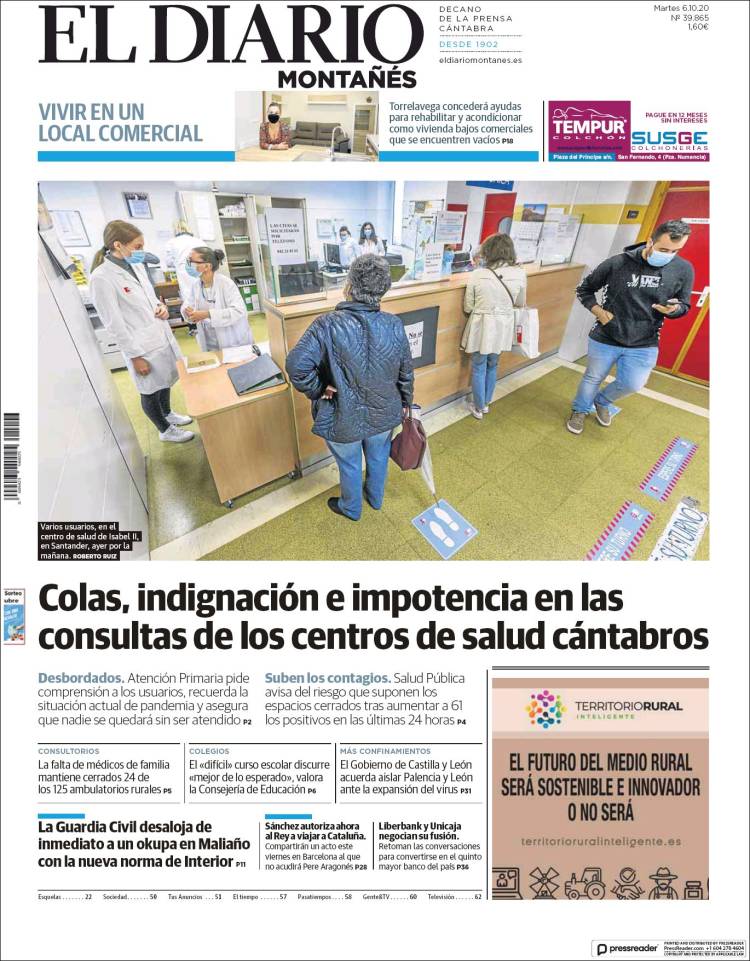 Portada de El Diario Montañés (España)