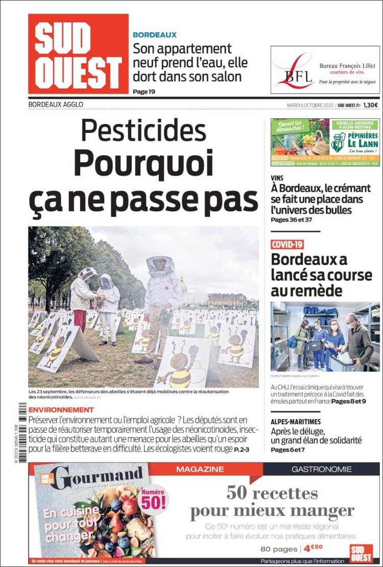 Portada de Sud Ouest (Francia)