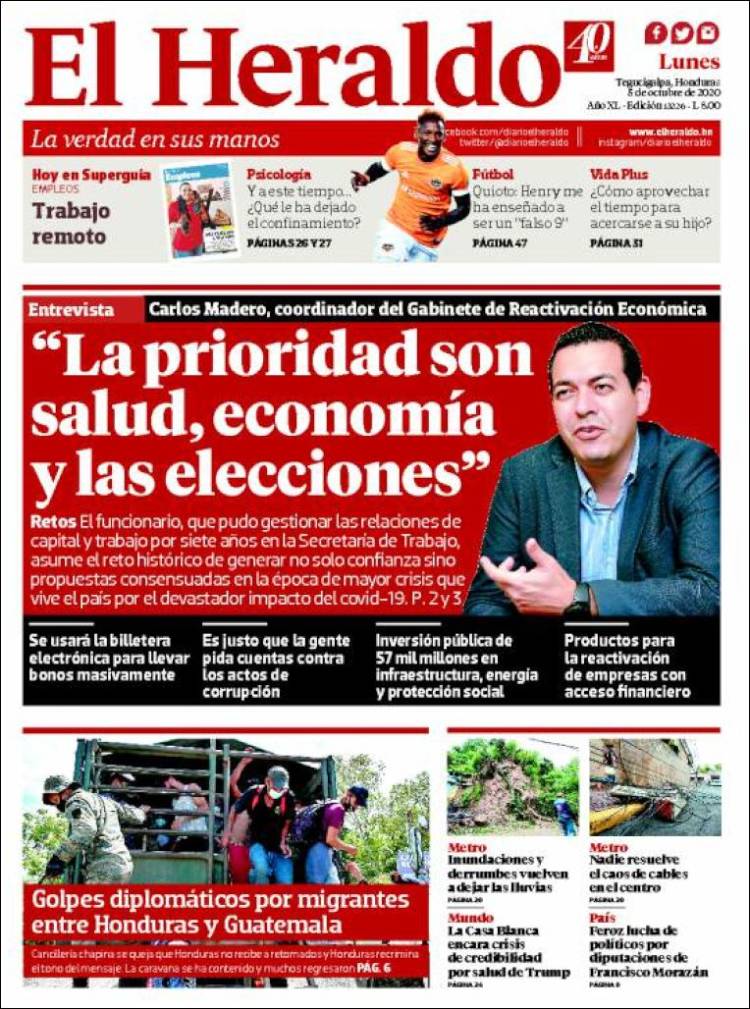Portada de El Heraldo (Honduras)