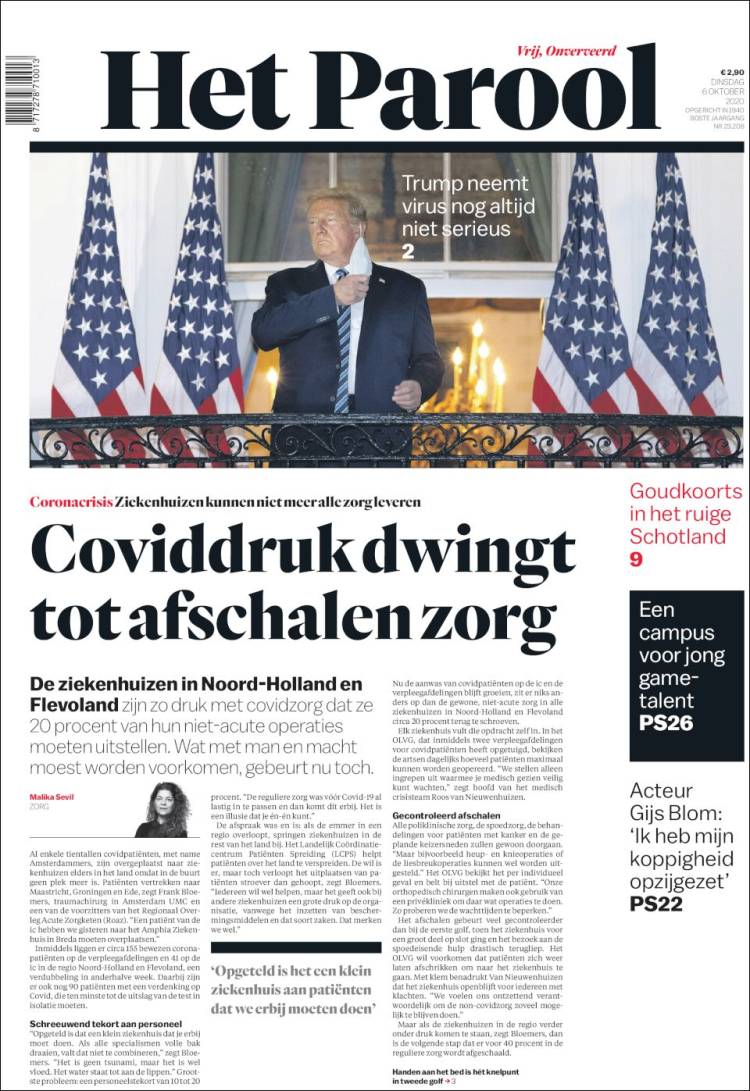 Portada de Het Parool (Pa&iacute;ses Bajos)