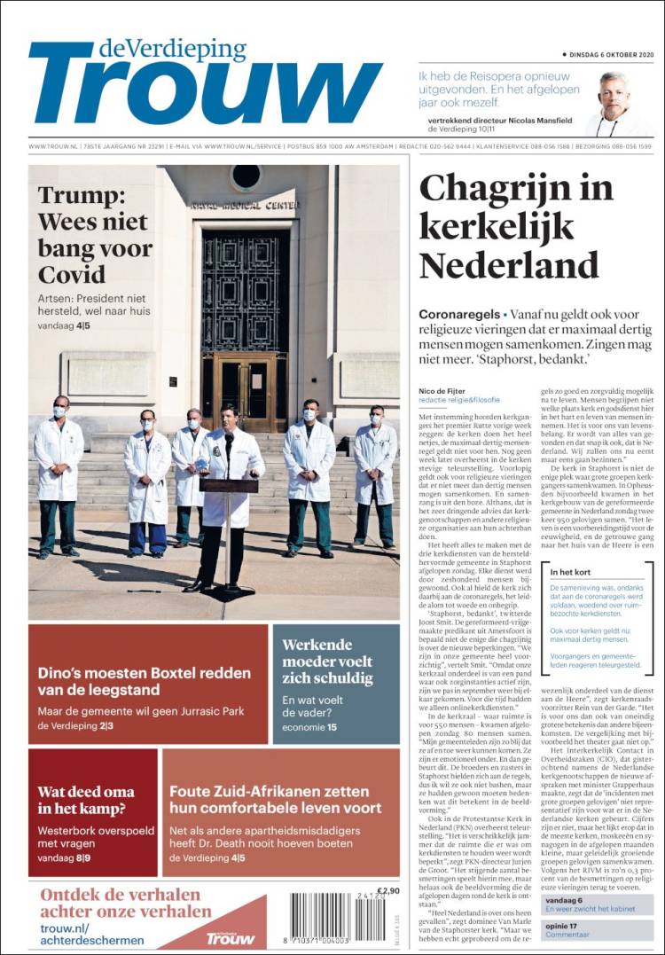 Portada de Trouw (Pa&iacute;ses Bajos)