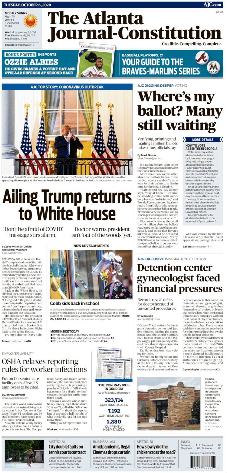 Portada de The Atlanta Journal-Constitution (USA)