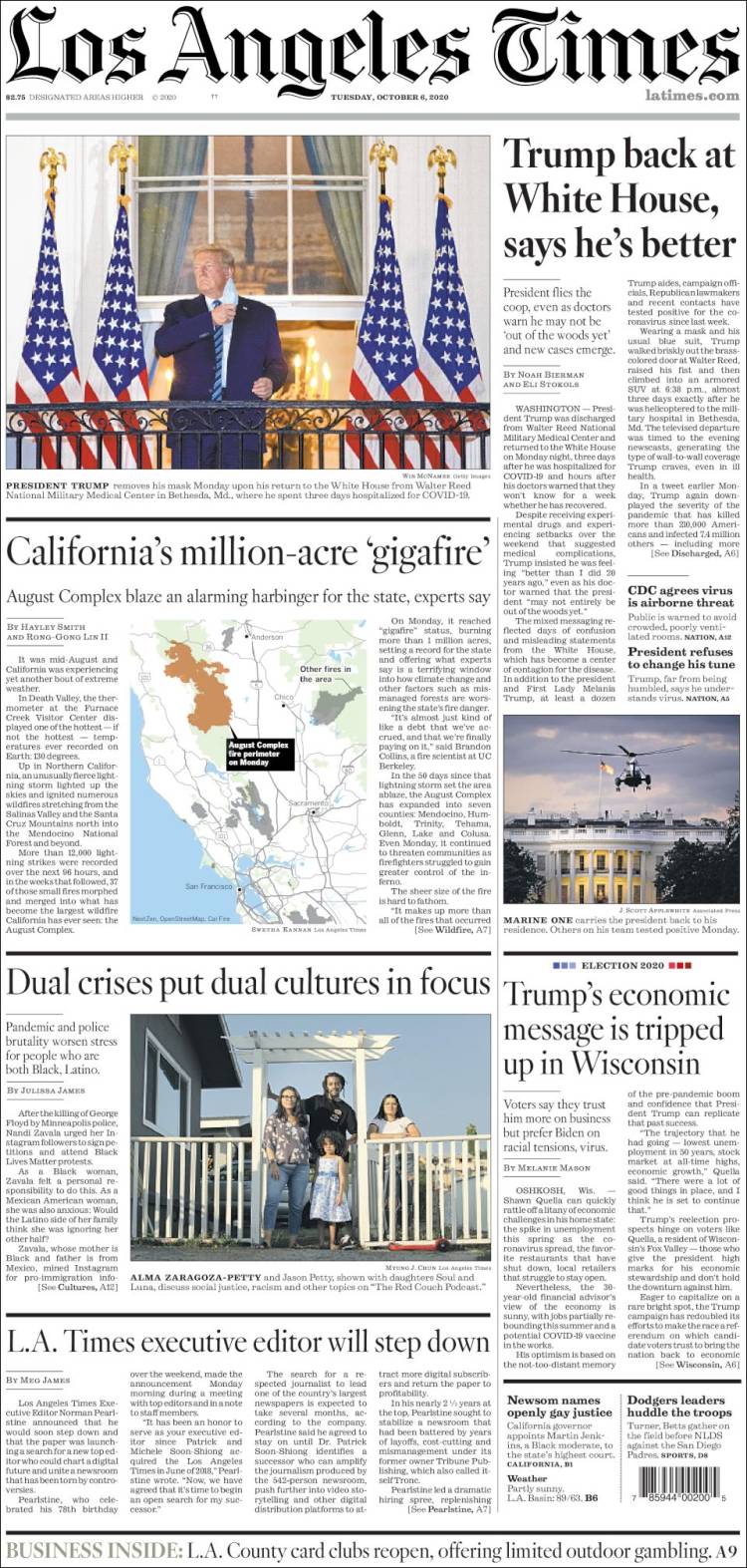 Portada de Los Angeles Times (USA)