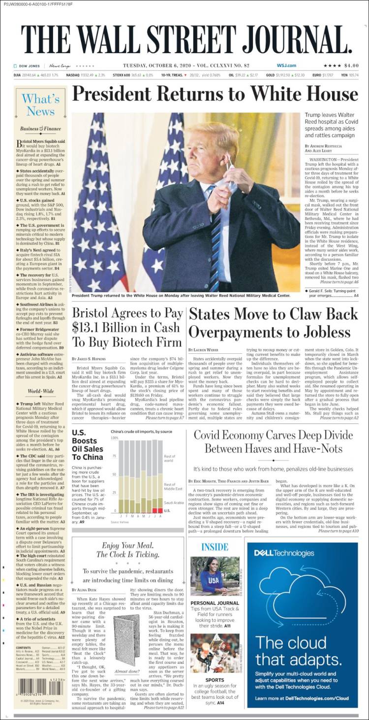 Portada de Wall Street Journal (USA)