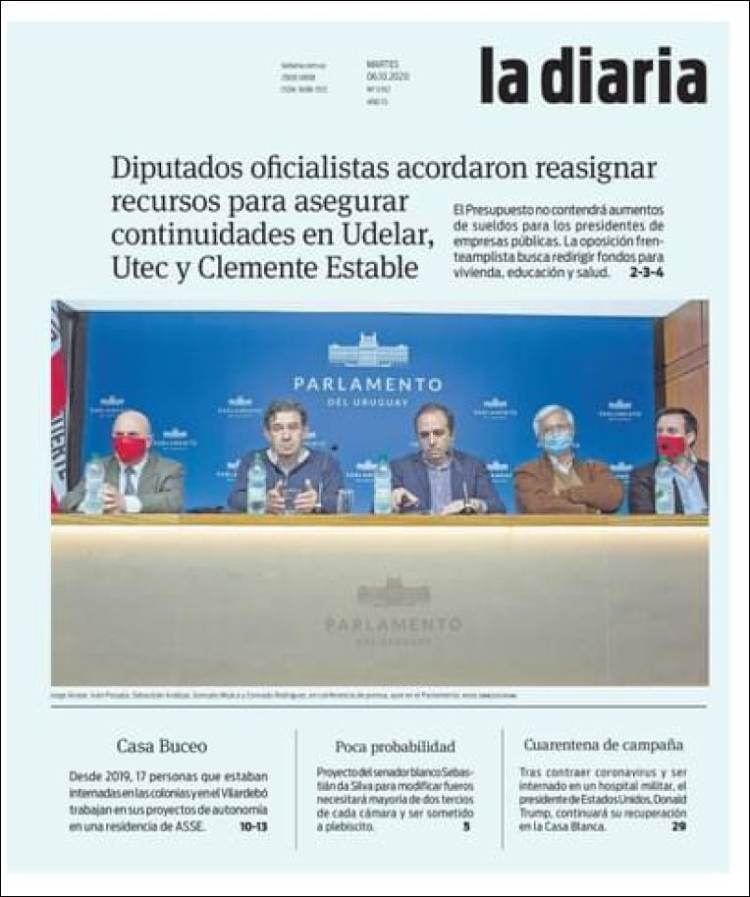 Portada de La Diaria (Uruguay)
