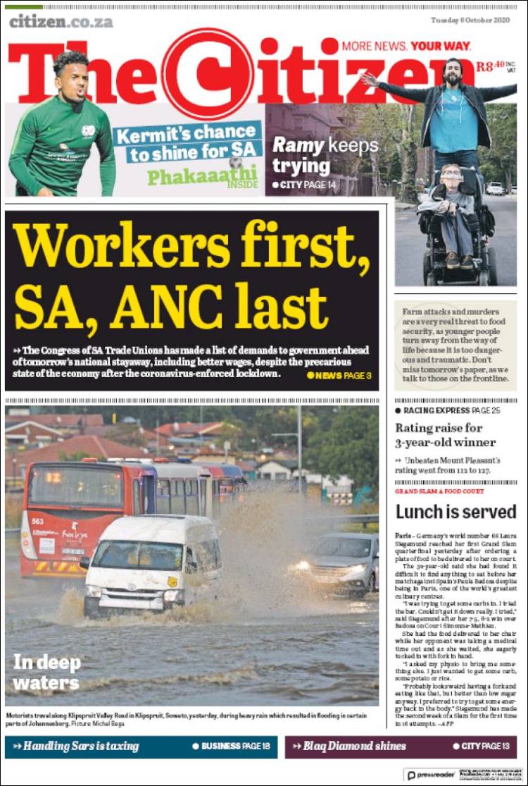 Portada de The Citizen (Sud&aacute;frica)