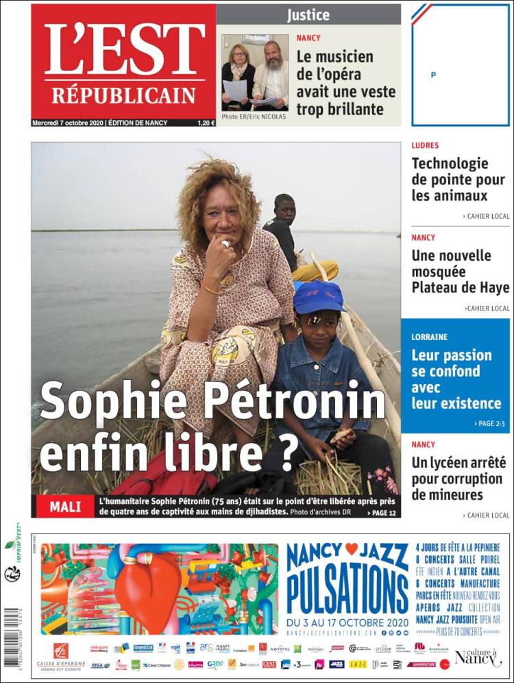 Portada de L'Est Republicain (Francia)