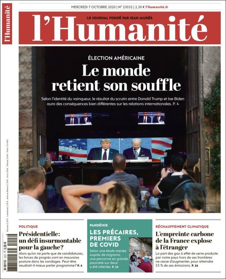 Portada de l'Humanite (Francia)