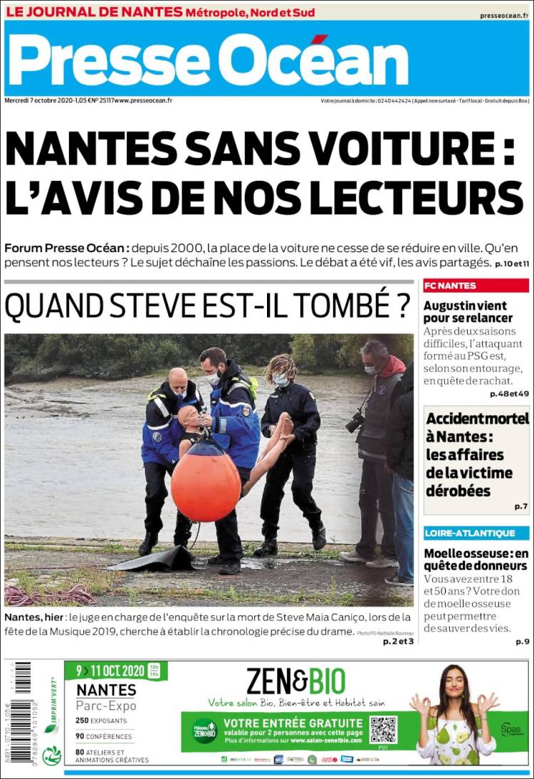 Portada de Presse Ocean (Francia)