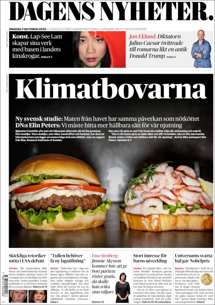 Portada de Dagens Nyheter (Suecia)