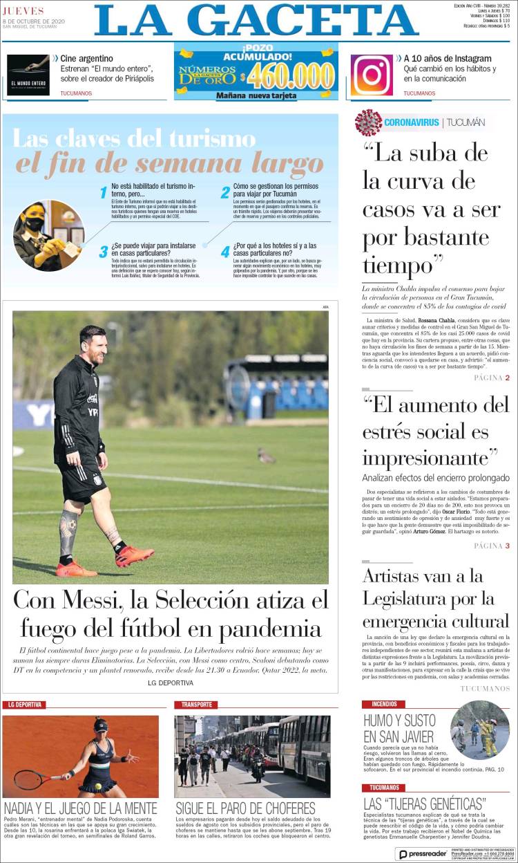 Portada de La Gaceta (Argentina)