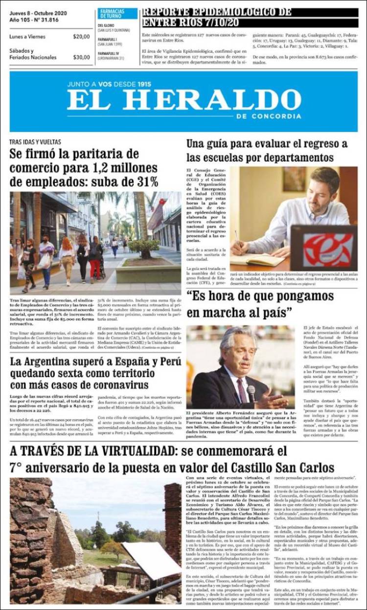 Portada de El Heraldo de Concordia (Argentina)