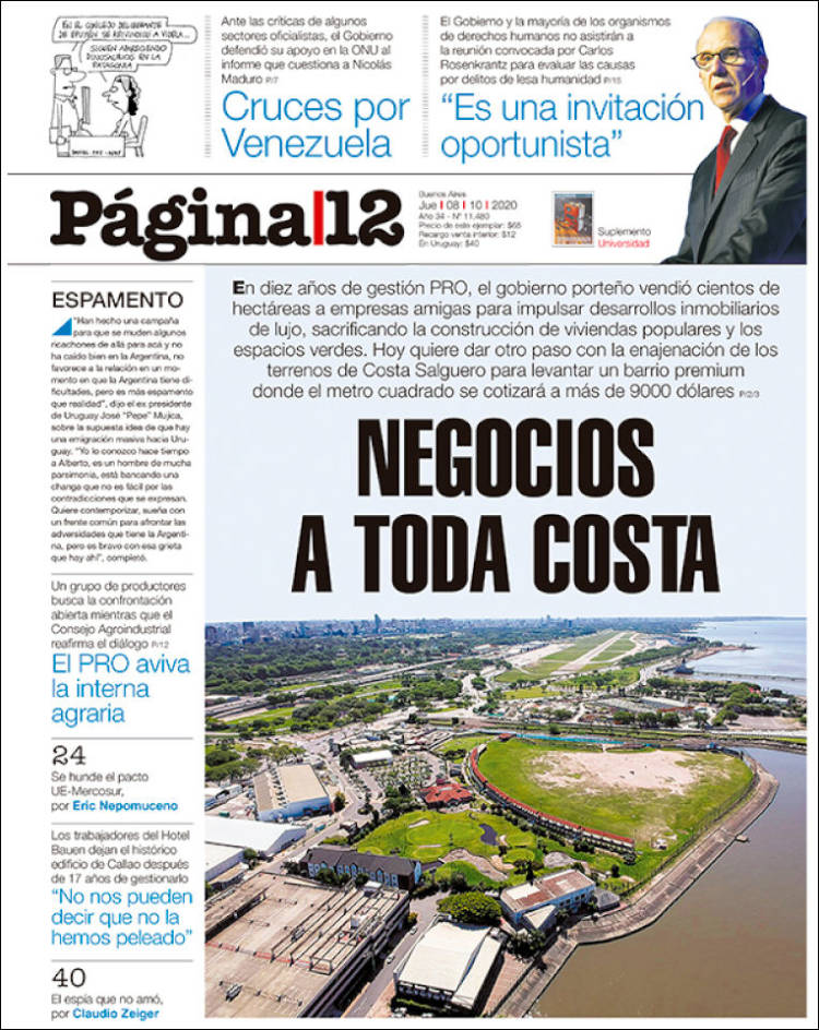 Portada de Página/12 (Argentina)