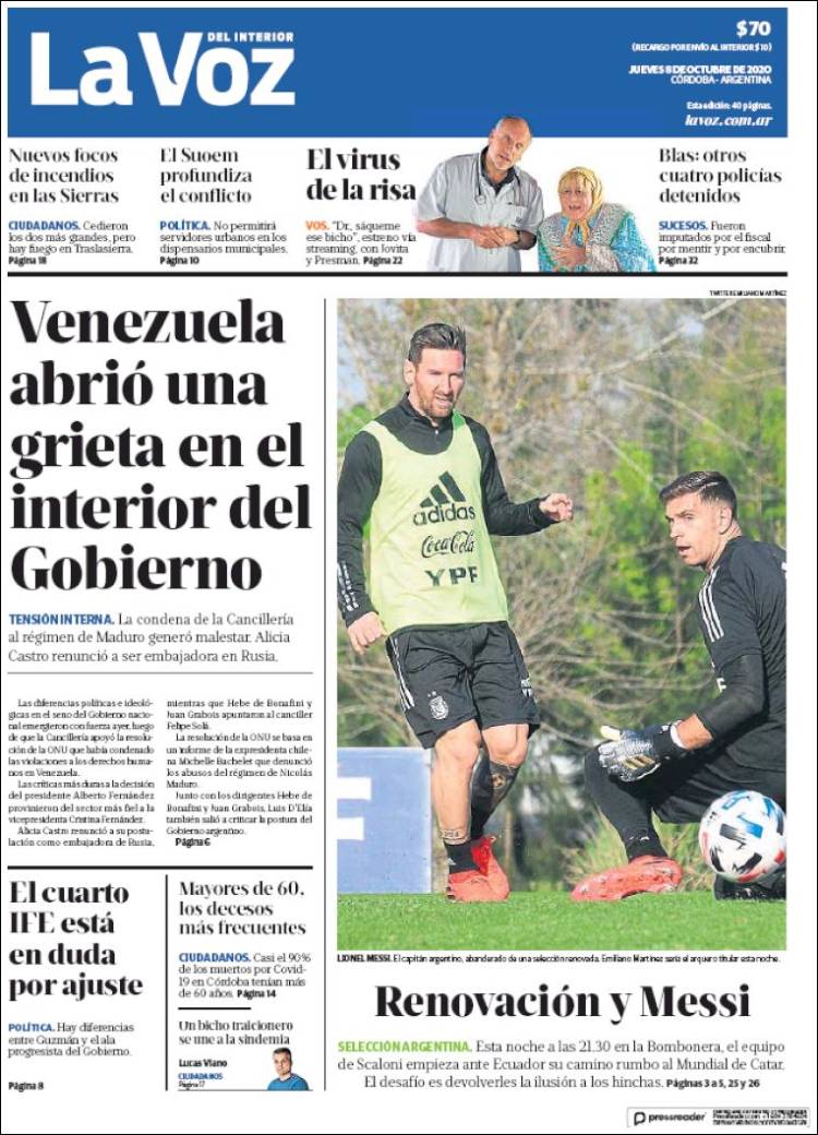 Portada de La Voz del Interior (Argentina)