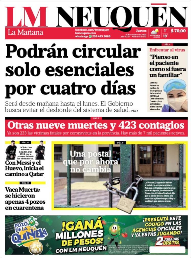 Portada de La Mañanade Neuquén (Argentina)