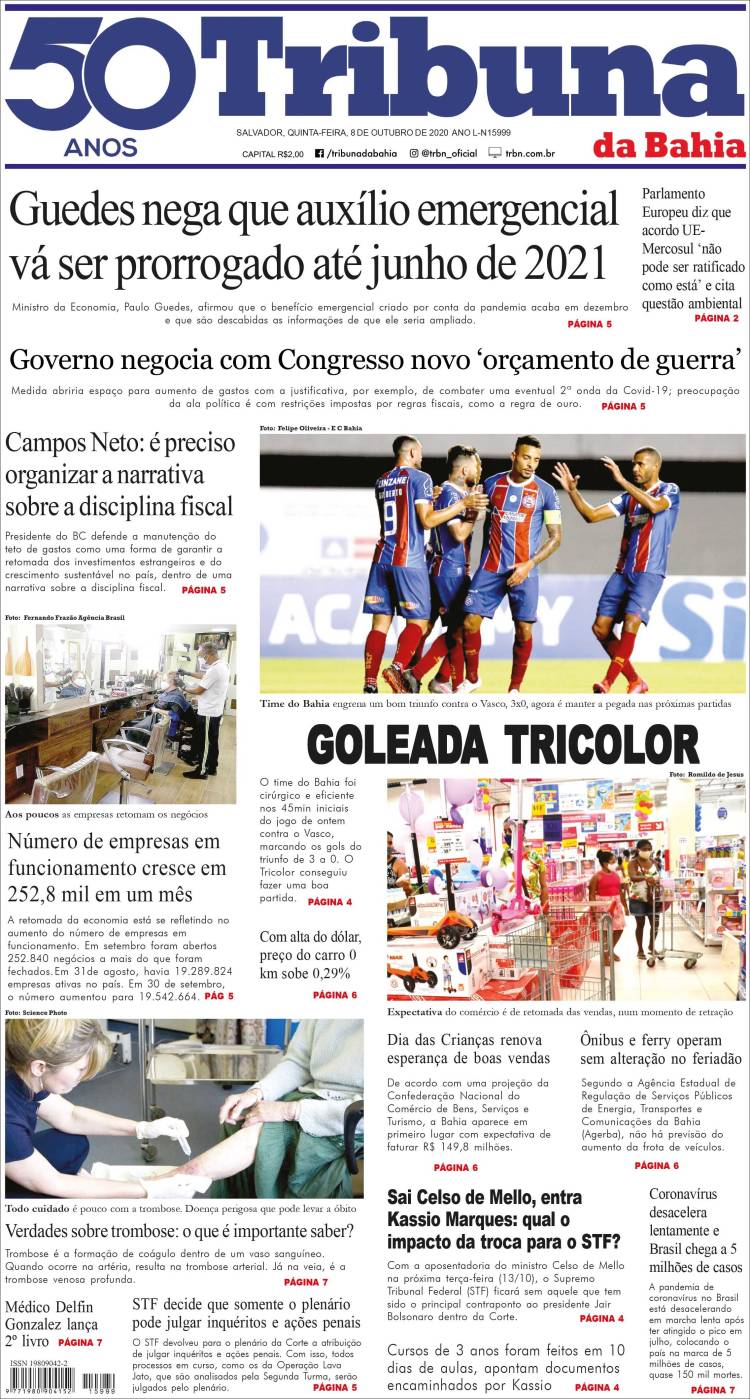 Portada de Tribuna da Bahia (Brasil)