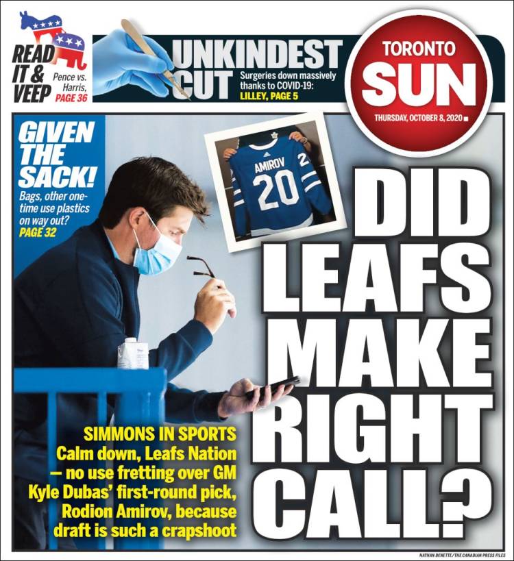 Portada de The Toronto Sun (Canadá)