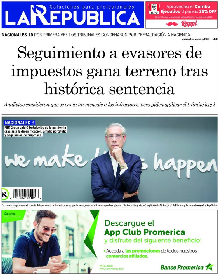 Portada de La República (Costa Rica)