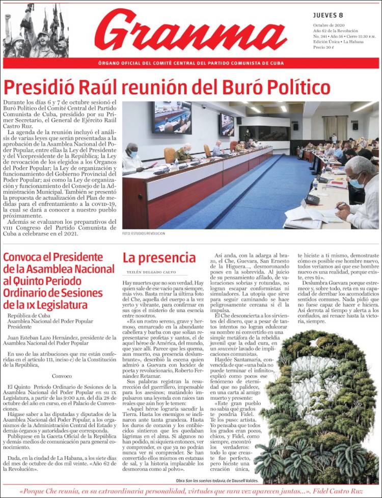 Portada de Granma (Cuba)