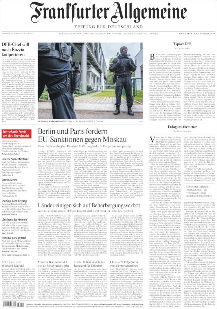 Portada de Frankfurter Allgemeine (Alemania)