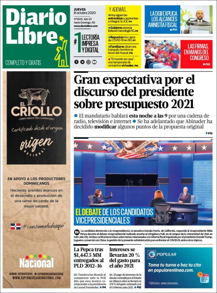 Portada de Diario Libre (R. Dominicana)