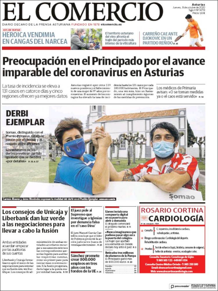 Portada de El Comercio (Espa&ntilde;a)