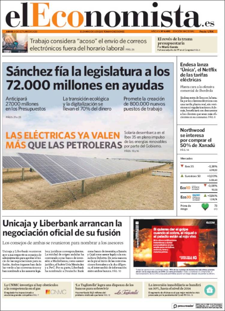 Portada de El Economista (Espa&ntilde;a)