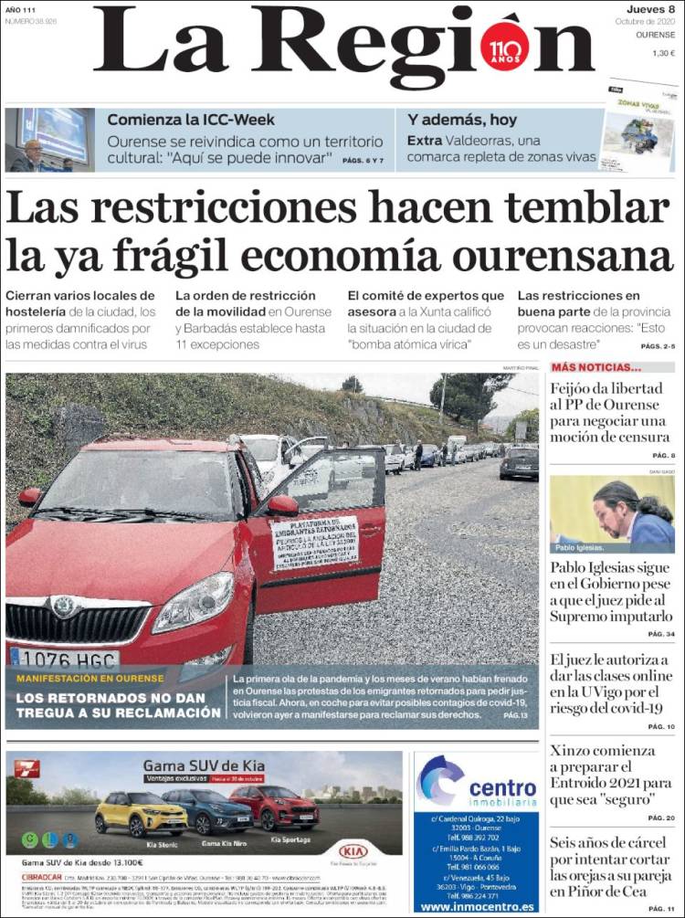 Portada de La Región de Ourense (Espa&ntilde;a)