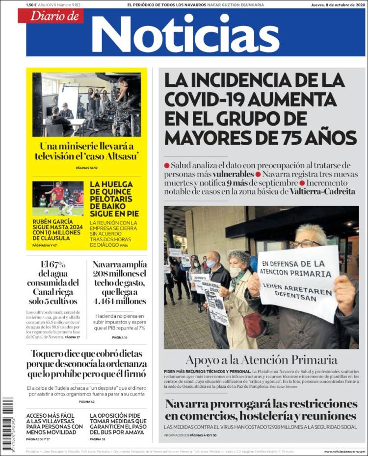 Portada de Noticias de Navarra (España)