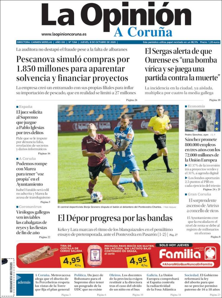 Portada de La Opinión de A Coruña (España)