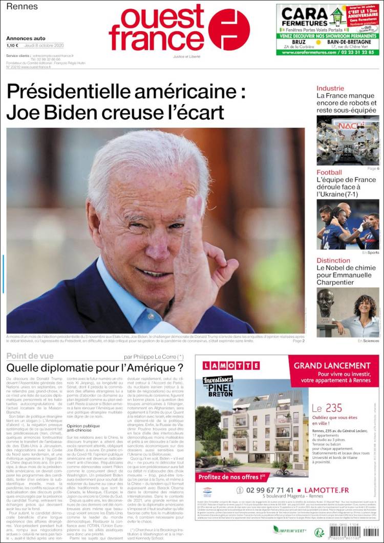 Portada de Ouest France (Francia)