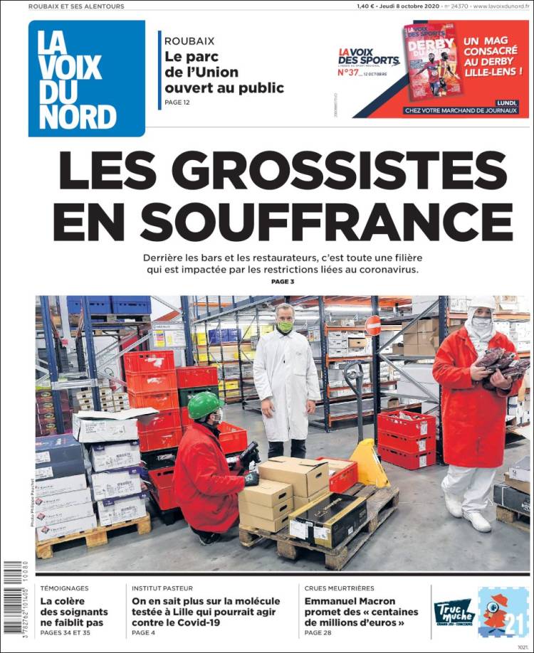 Portada de La Voix du Nord (Francia)