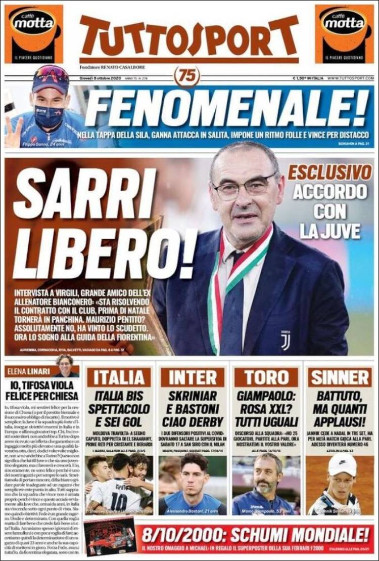 Portada de Tuttosport (Italia)
