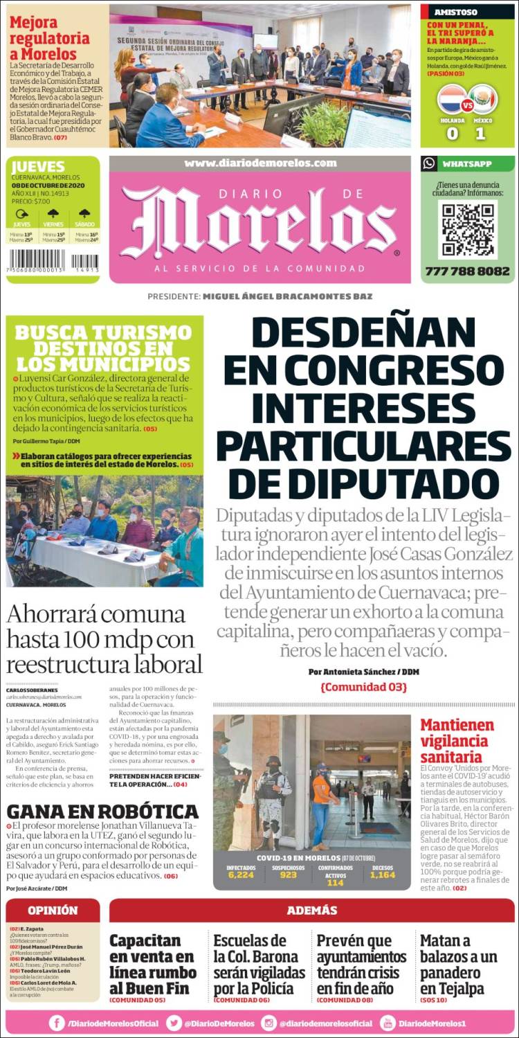 Portada de Diario de Morelos (M&eacute;xico)