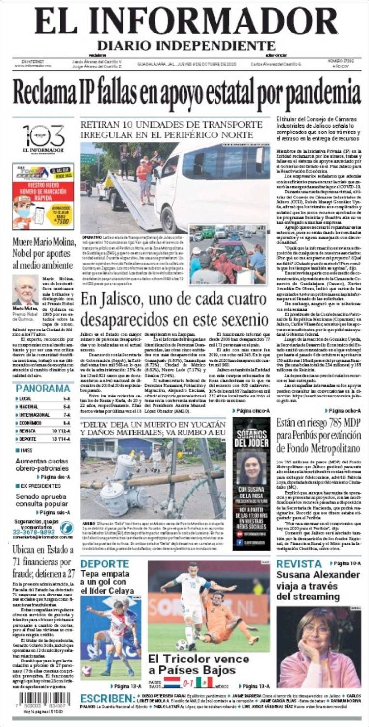 Portada de El Informador (M&eacute;xico)