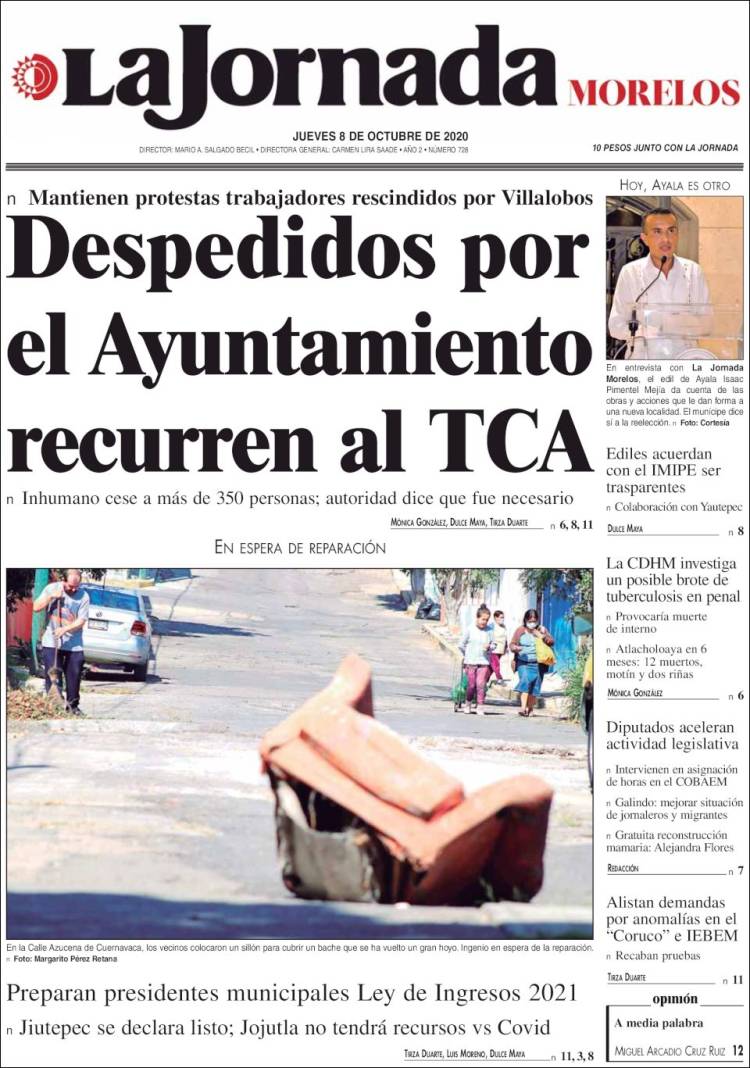 Portada de La Jornada - Morelos (M&eacute;xico)