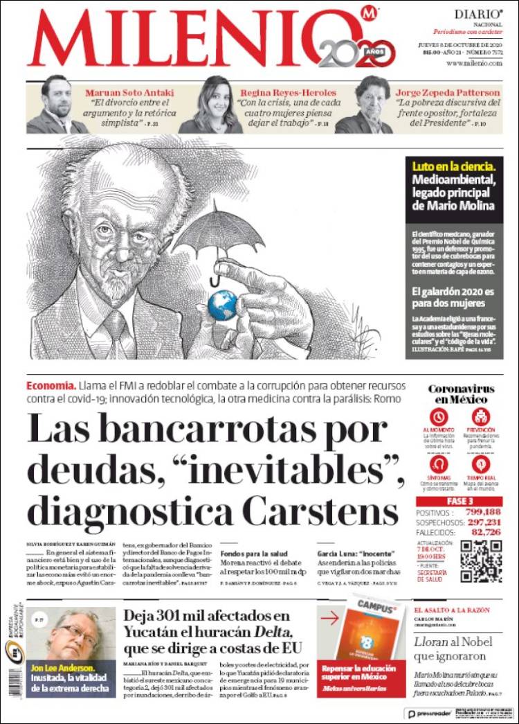 Portada de Milenio (M&eacute;xico)