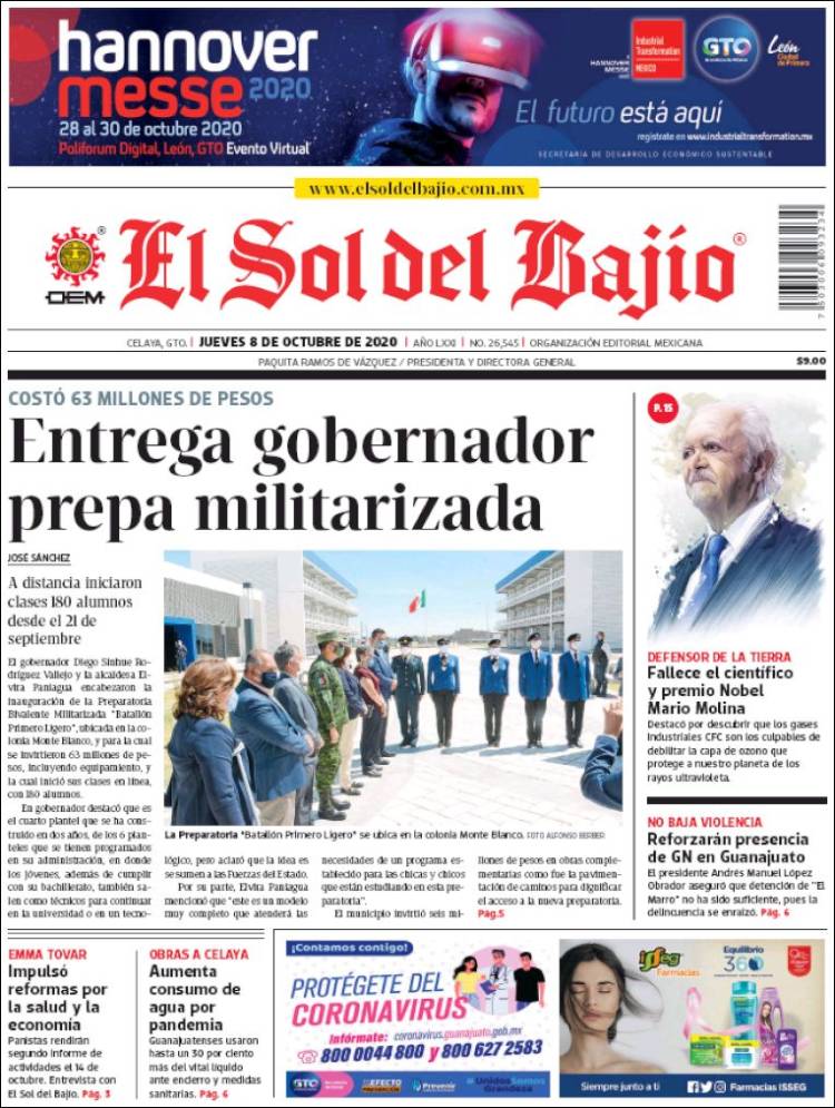 Portada de El Sol del Bajio (M&eacute;xico)