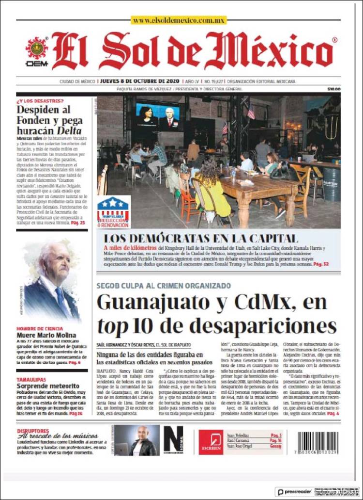 Portada de El Sol de México (M&eacute;xico)