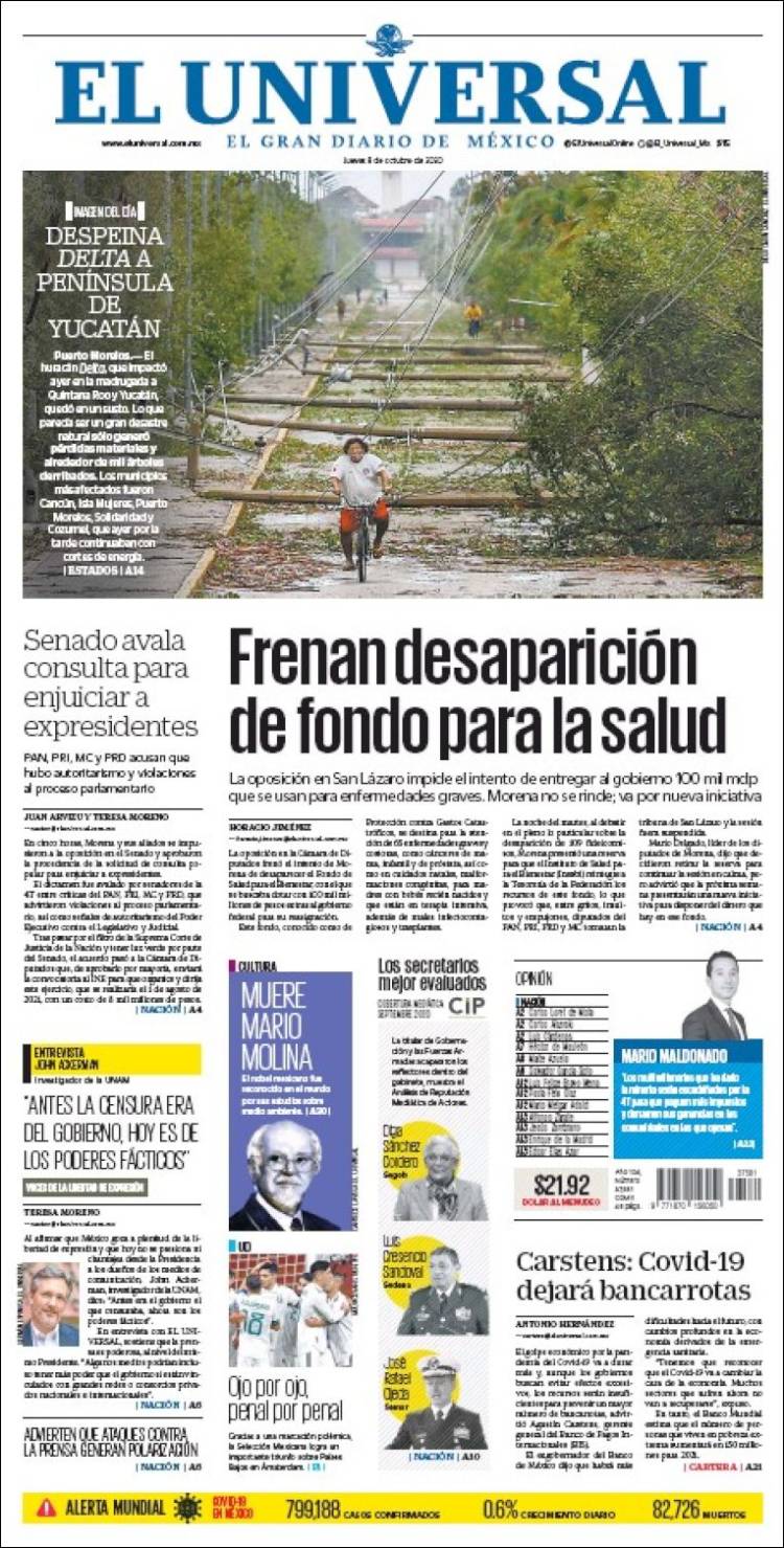 Portada de El Universal (M&eacute;xico)