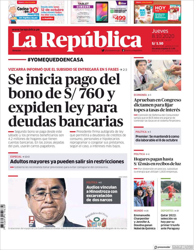 Portada de La Republica (Per&uacute;)