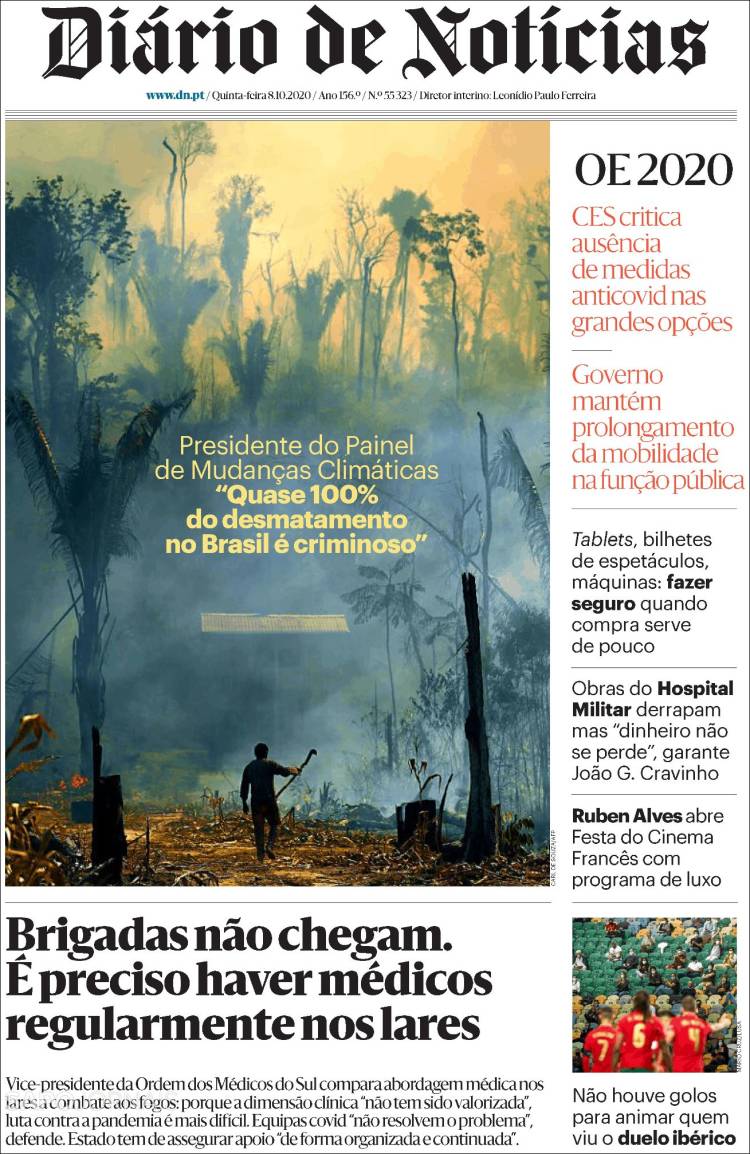 Portada de Diário de Noticias (Portugal)