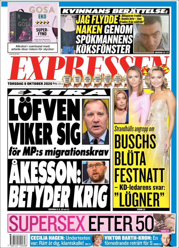 Portada de Expressen (Suecia)