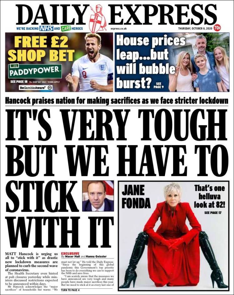 Portada de Daily Express (Reino Unido)