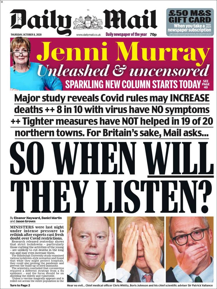 Portada de Daily Mail (Reino Unido)