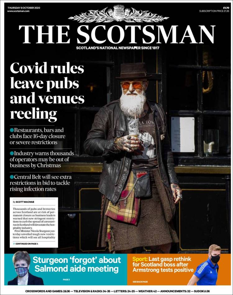 Portada de The Scotsman (Reino Unido)
